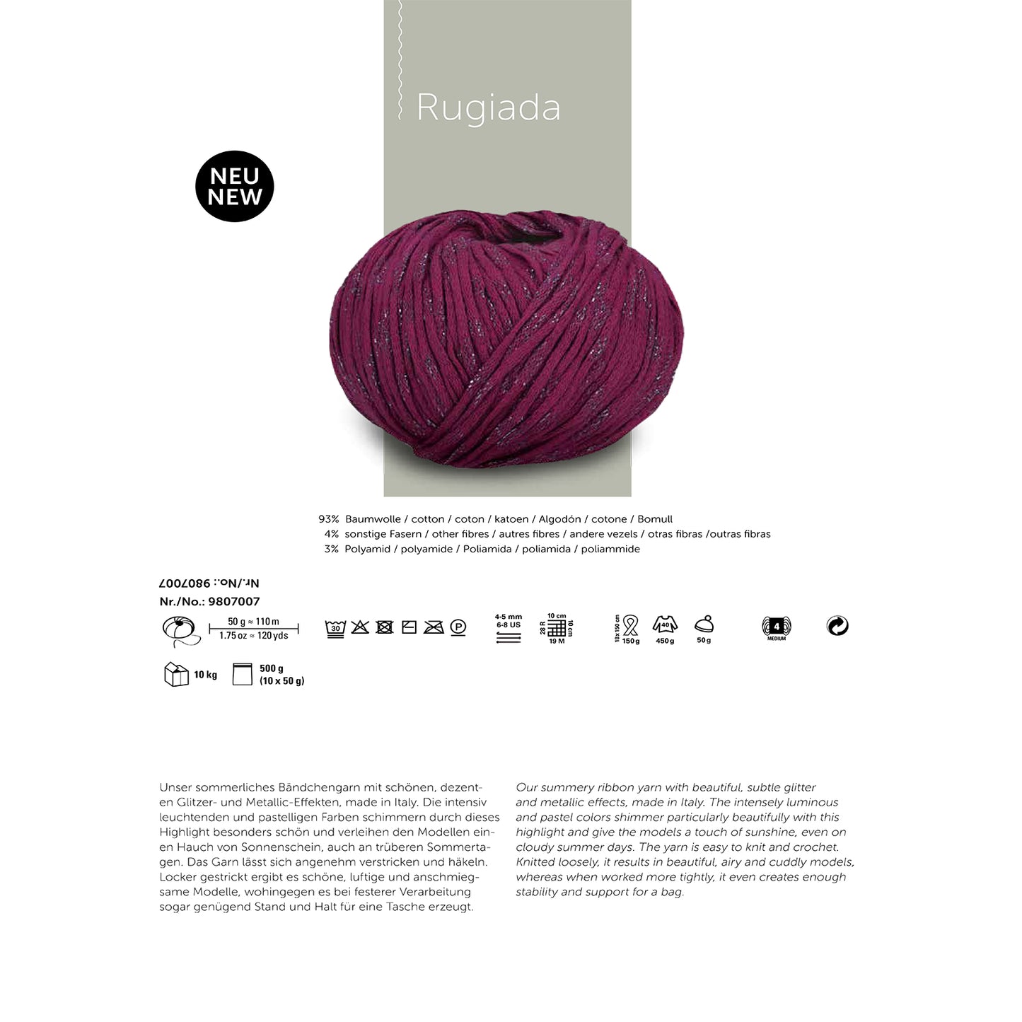 Schachenmayr Rugiada - Zomers Bandgaren met Glinster & Metallic Effect
