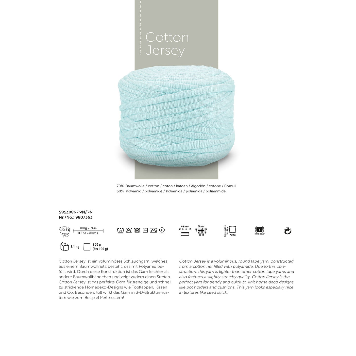 Schachenmayr Cotton Jersey - Fil Tubulaire Léger & Extensible pour la Déco Intérieure