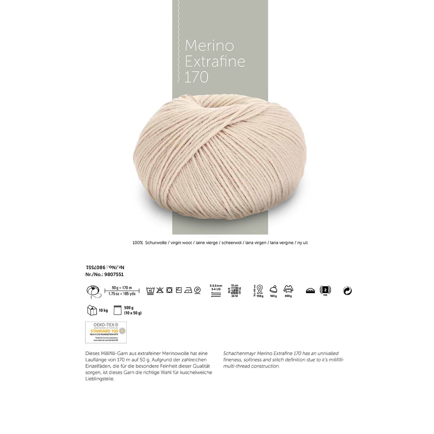 Schachenmayr Merino Extrafine 170 - Superzacht 4-Draads Merino