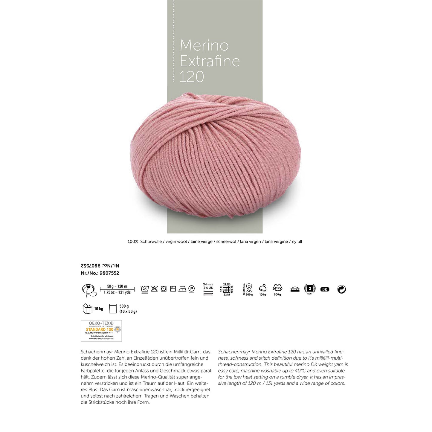 Schachenmayr Merino Extrafine 120 - Fil DK Doux & Lavable en Machine