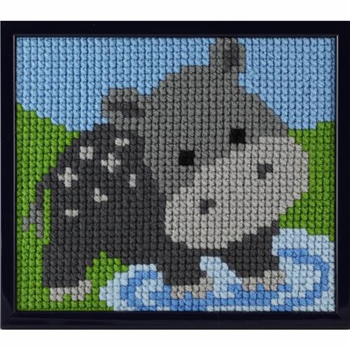 Pako Kinder Kruissteek Nijlpaard (Voorbedrukt, 18x24 cm)