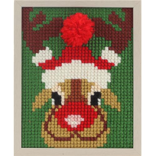 Pako Kinder Kruissteek Rendier (Voorbedrukt, 18x24 cm)