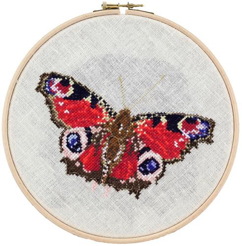 Pako Vlinder Borduurpakket (Telpatroon Linnen, Ø 20 cm)