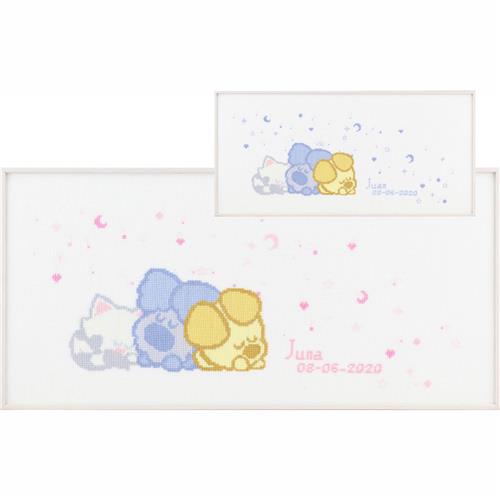 Pako Woezel en Pip Baby Borduurpakket (Telpatroon Aïda, 51x25 cm)