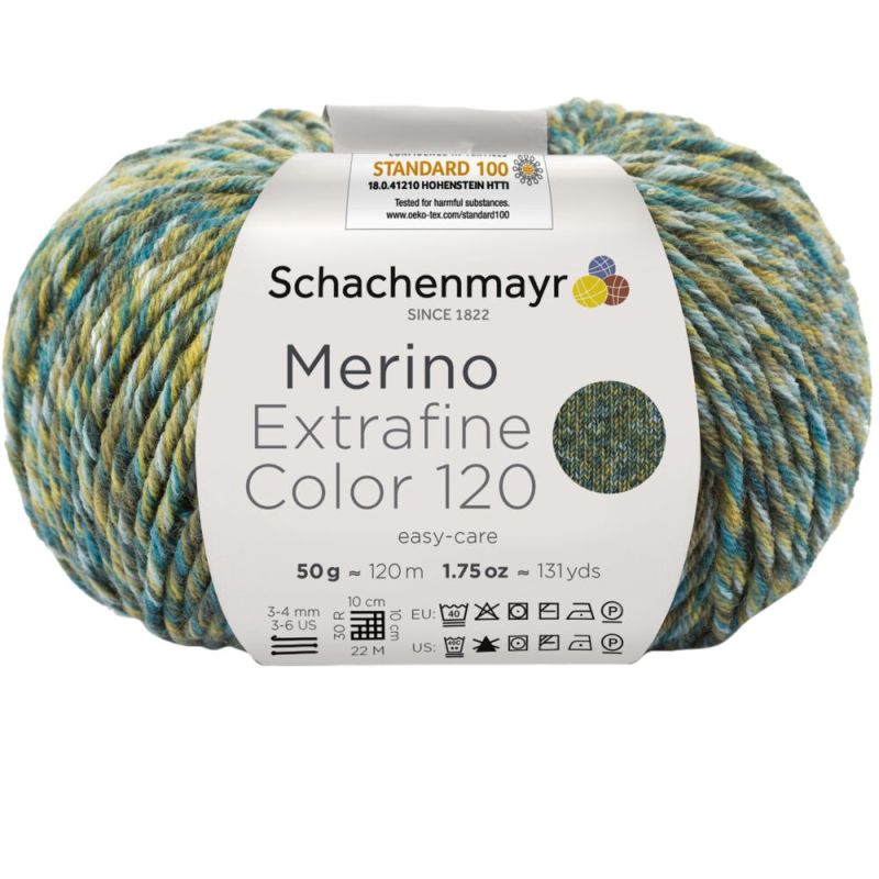 Schachenmayr Merino Extrafine Color 120 - Mérinos DK Doux avec Dégradé de Couleurs
