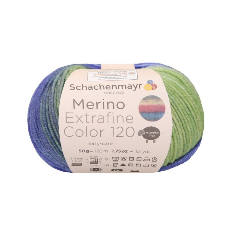 Schachenmayr Merino Extrafine Color 120 - Mérinos DK Doux avec Dégradé de Couleurs