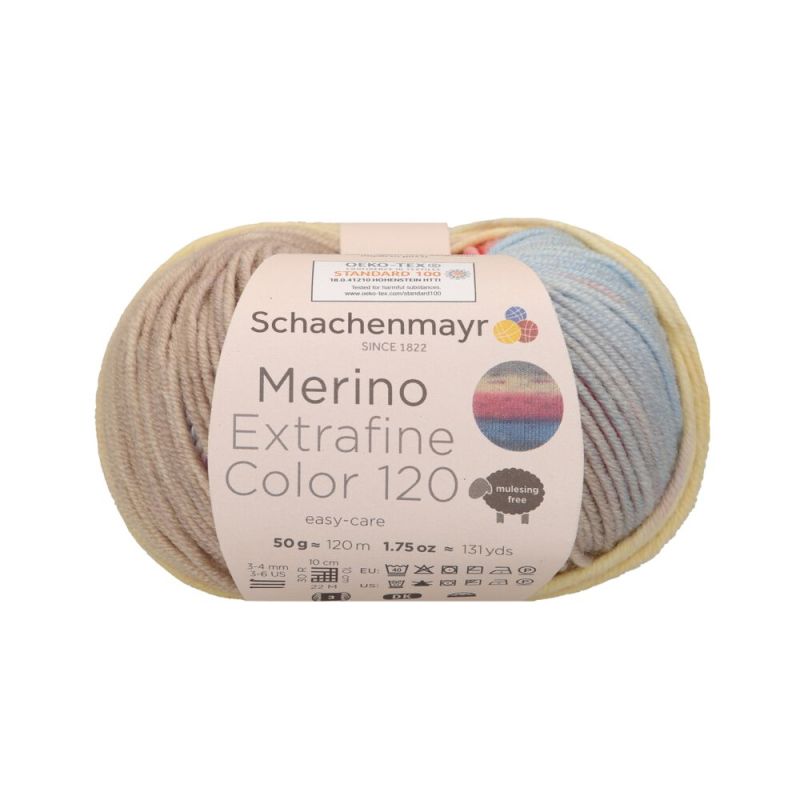 Schachenmayr Merino Extrafine Color 120 - Mérinos DK Doux avec Dégradé de Couleurs