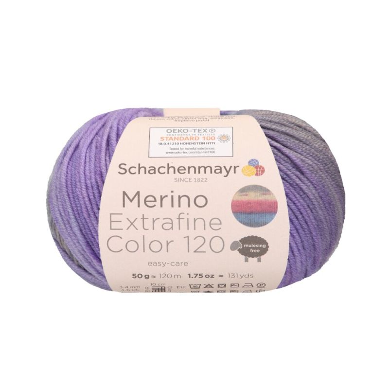 Schachenmayr Merino Extrafine Color 120 - Mérinos DK Doux avec Dégradé de Couleurs