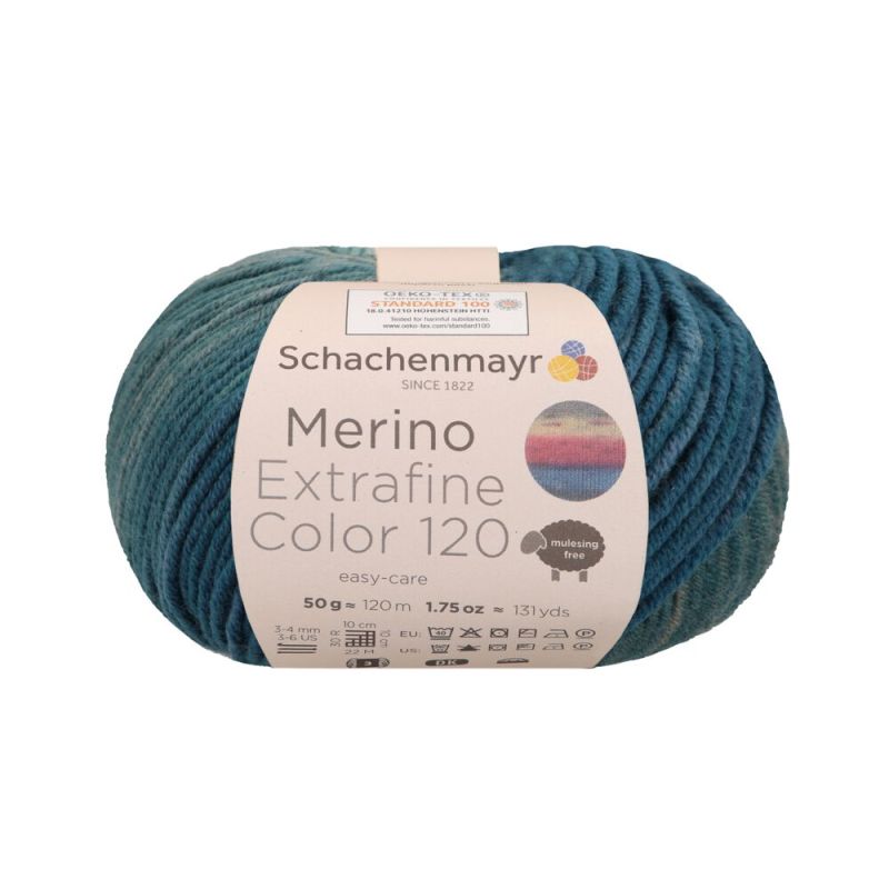 Schachenmayr Merino Extrafine Color 120 - Mérinos DK Doux avec Dégradé de Couleurs