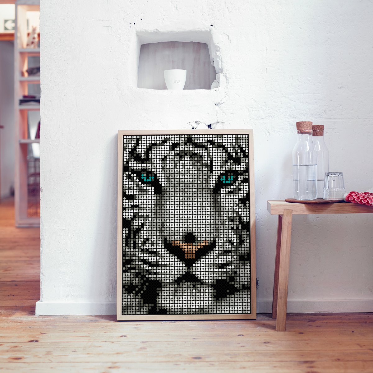 Dot on® | Pixelart set met dot stickers - Tijger 50x70 cm