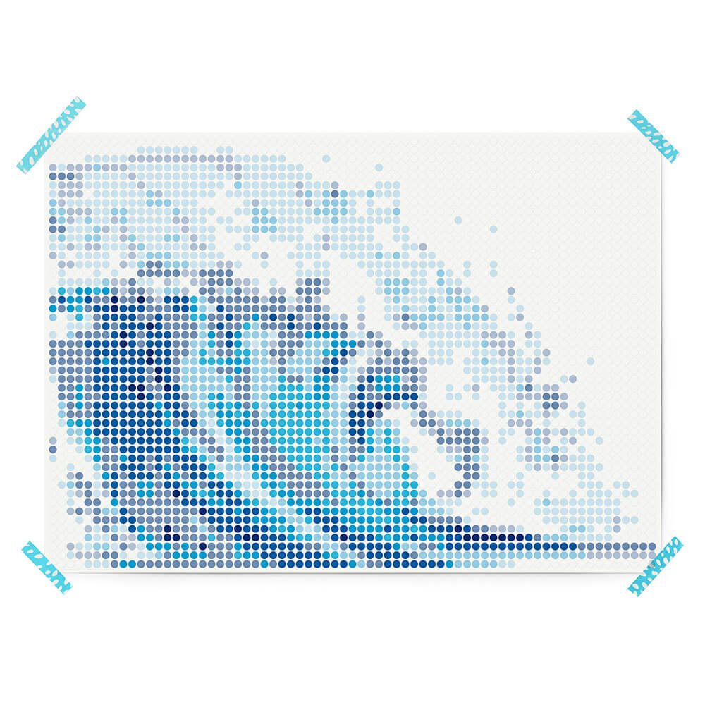 Dot on® | Pixelart set met dot stickers - Golven 50x70 cm
