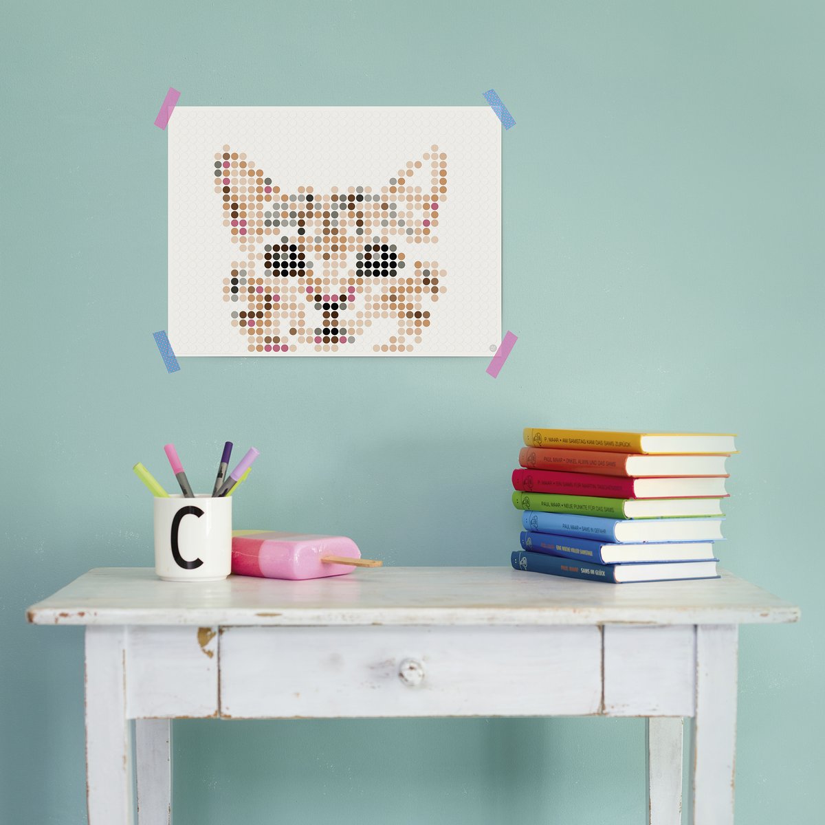 Dot on® | Pixelart set met dot stickers - Kat 30x40 cm