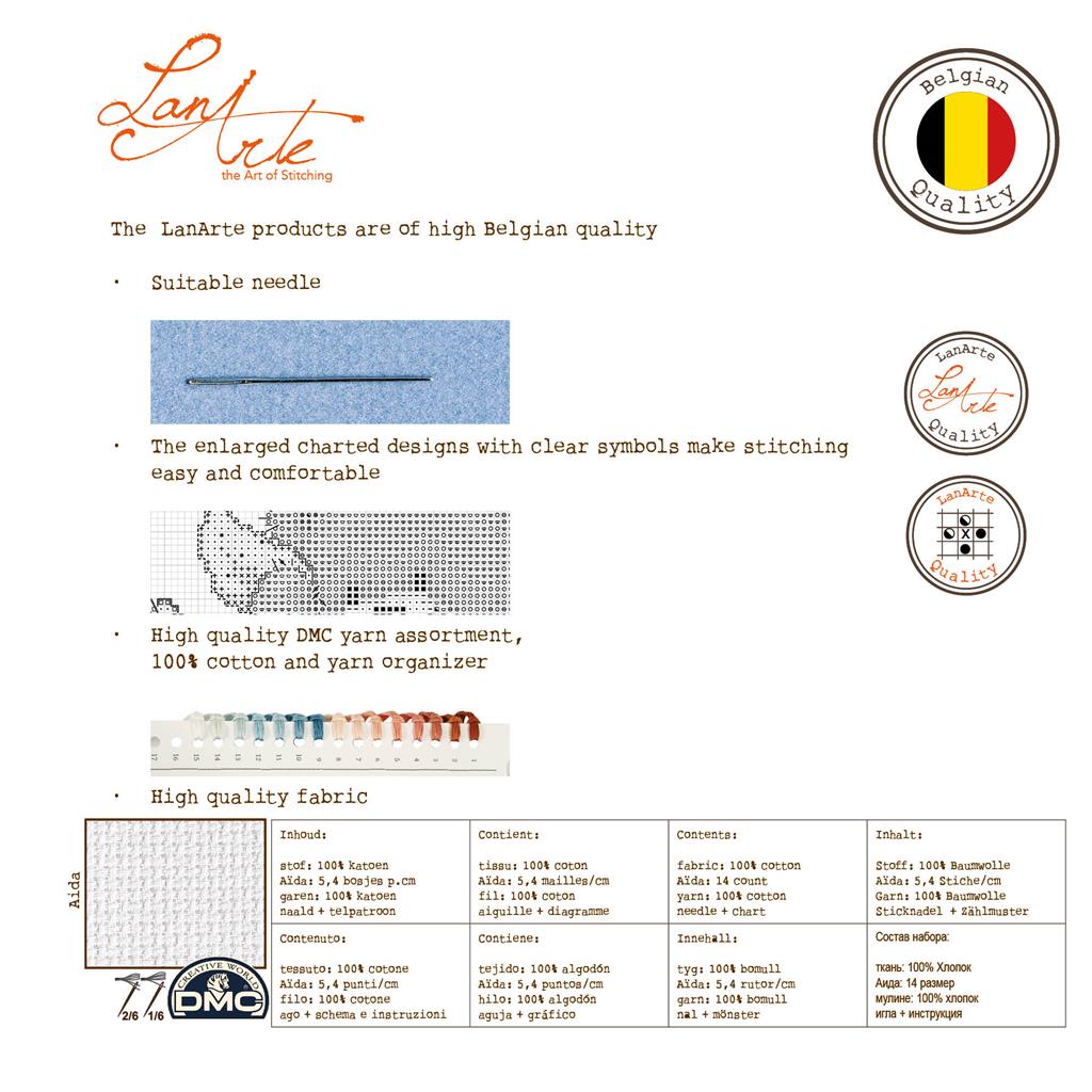 LanArte | Borduurpakket Giraf met jong | Aida | 17 x 50 cm