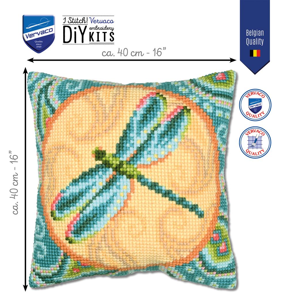 Vervaco | Kruissteekkussen kit Libelle | ca. 40 x 40 cm