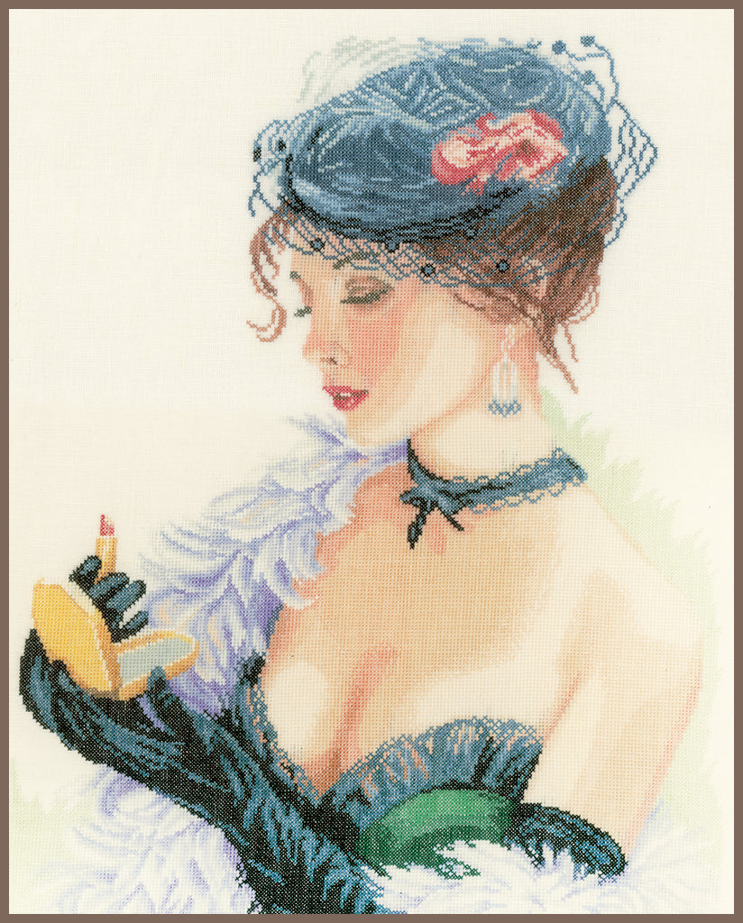 LanArte | Borduurpakket Dame met lippenstift | 33 x 45 cm