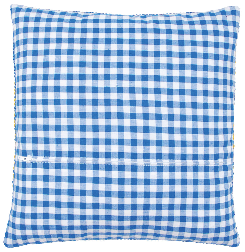 Vervaco | Kussenrug met rits - blauwe ruit | ca. 30 x 30 cm