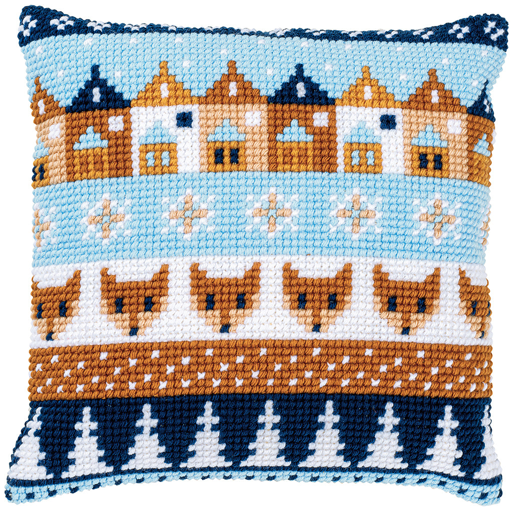 Vervaco | Kruissteekkussen kit Wintermotiefjes