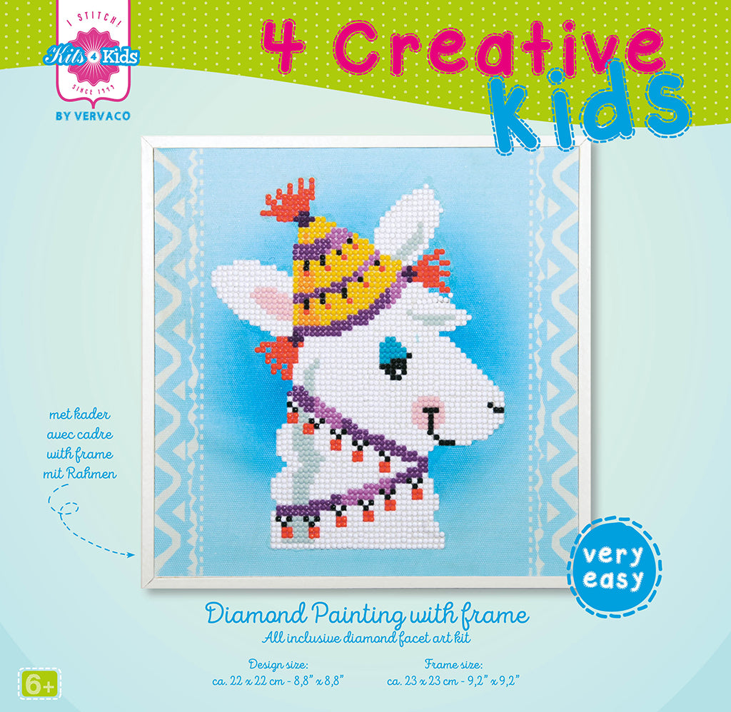 Kits4Kids by Vervaco | Diamond Painting kit Lama | ca. 22 x 22 cm