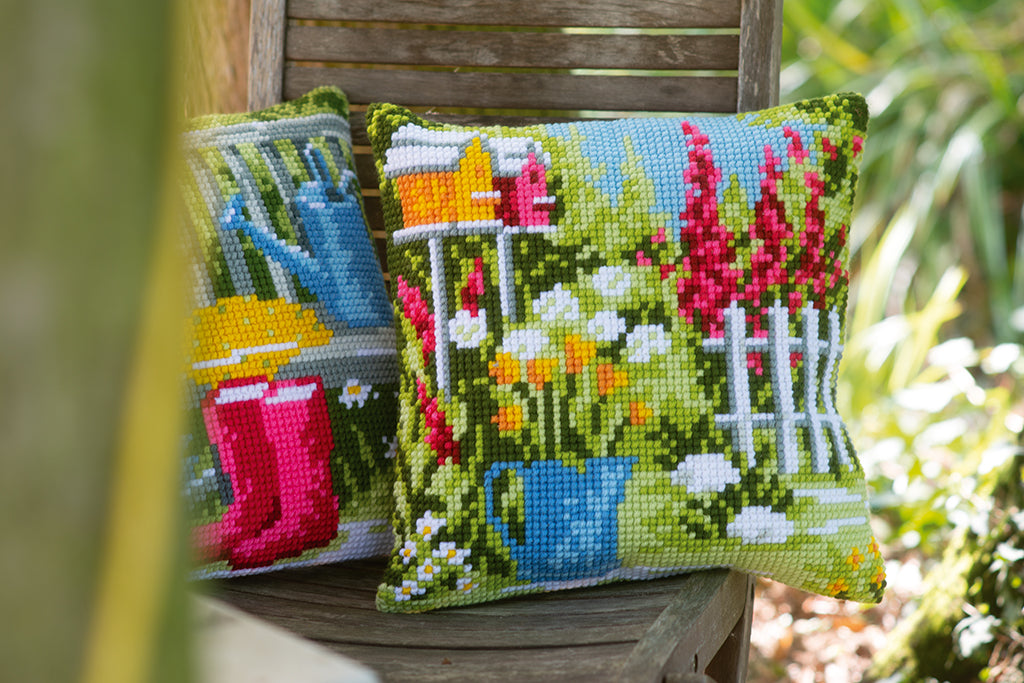 Vervaco | Kruissteekkussen kit Tuintafereel