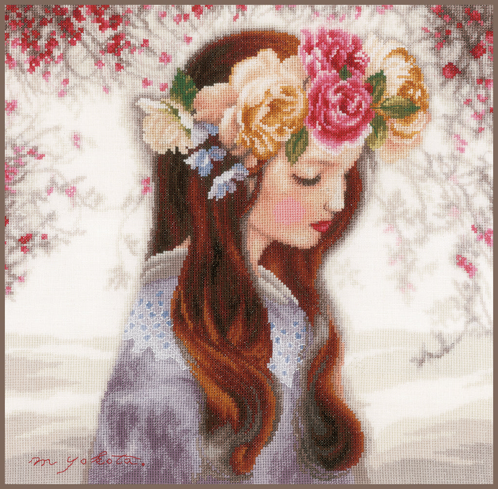 LanArte | Borduurpakket The day when flowers are piled up | 32 x 32 cm