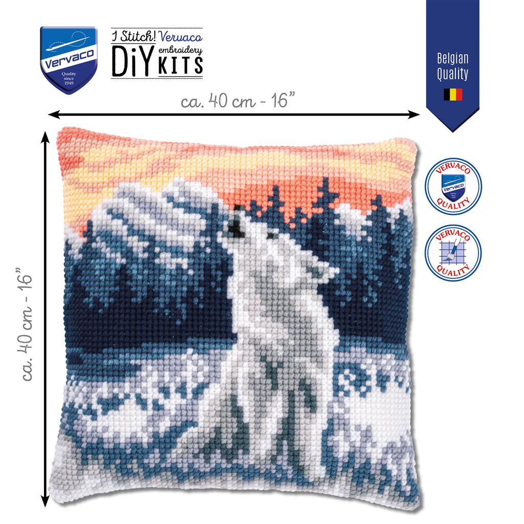 Vervaco | Kruissteekkussen kit Wolf in de winter