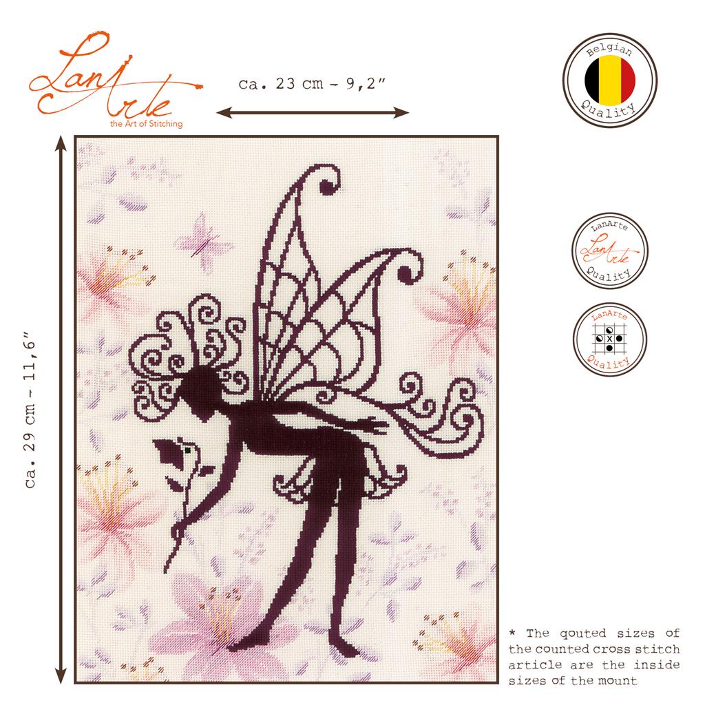 LanArte | Borduurpakket Bloemenfee silhouette | 29 x 23 cm