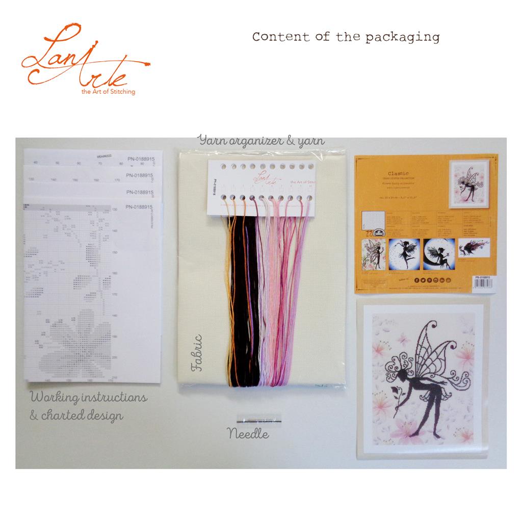 LanArte | Borduurpakket Bloemenfee silhouette | 29 x 23 cm
