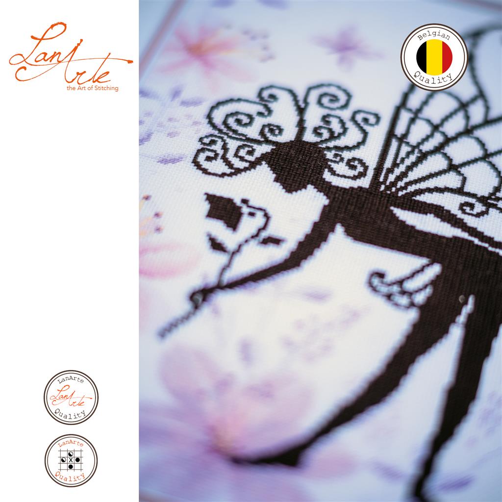 LanArte | Borduurpakket Bloemenfee silhouette | 29 x 23 cm