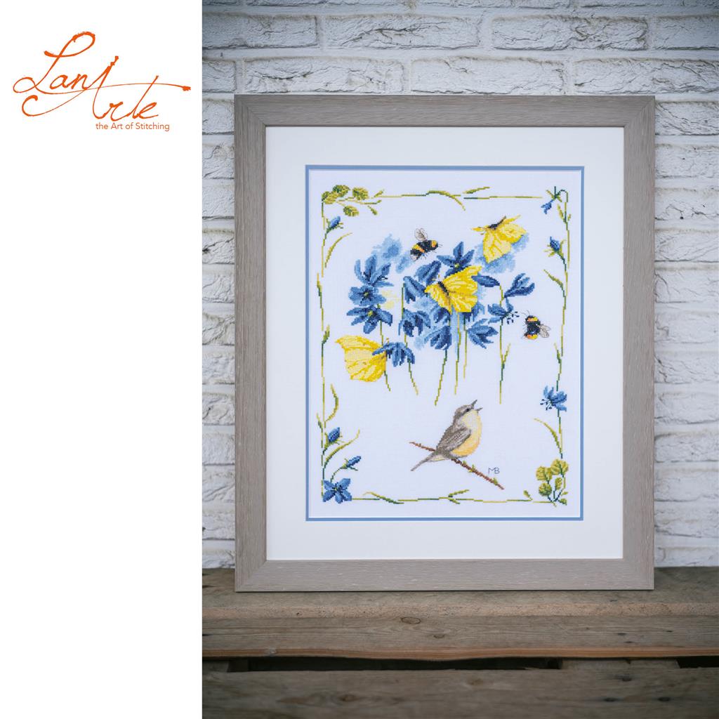 LanArte | Borduurpakket Tjirpende Tjiftjaf | 35 x 48 cm