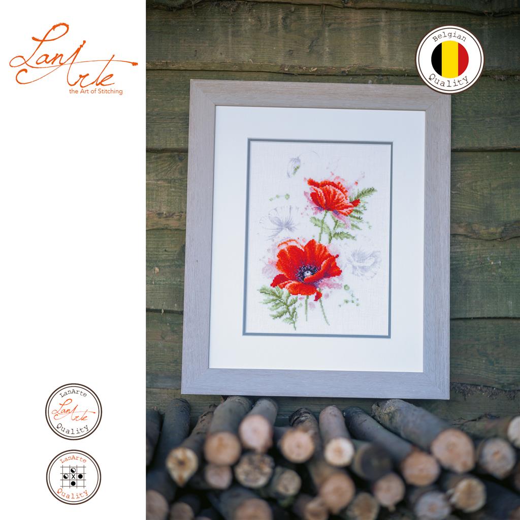 LanArte | Borduurpakket Papavers | 23 x 31 cm
