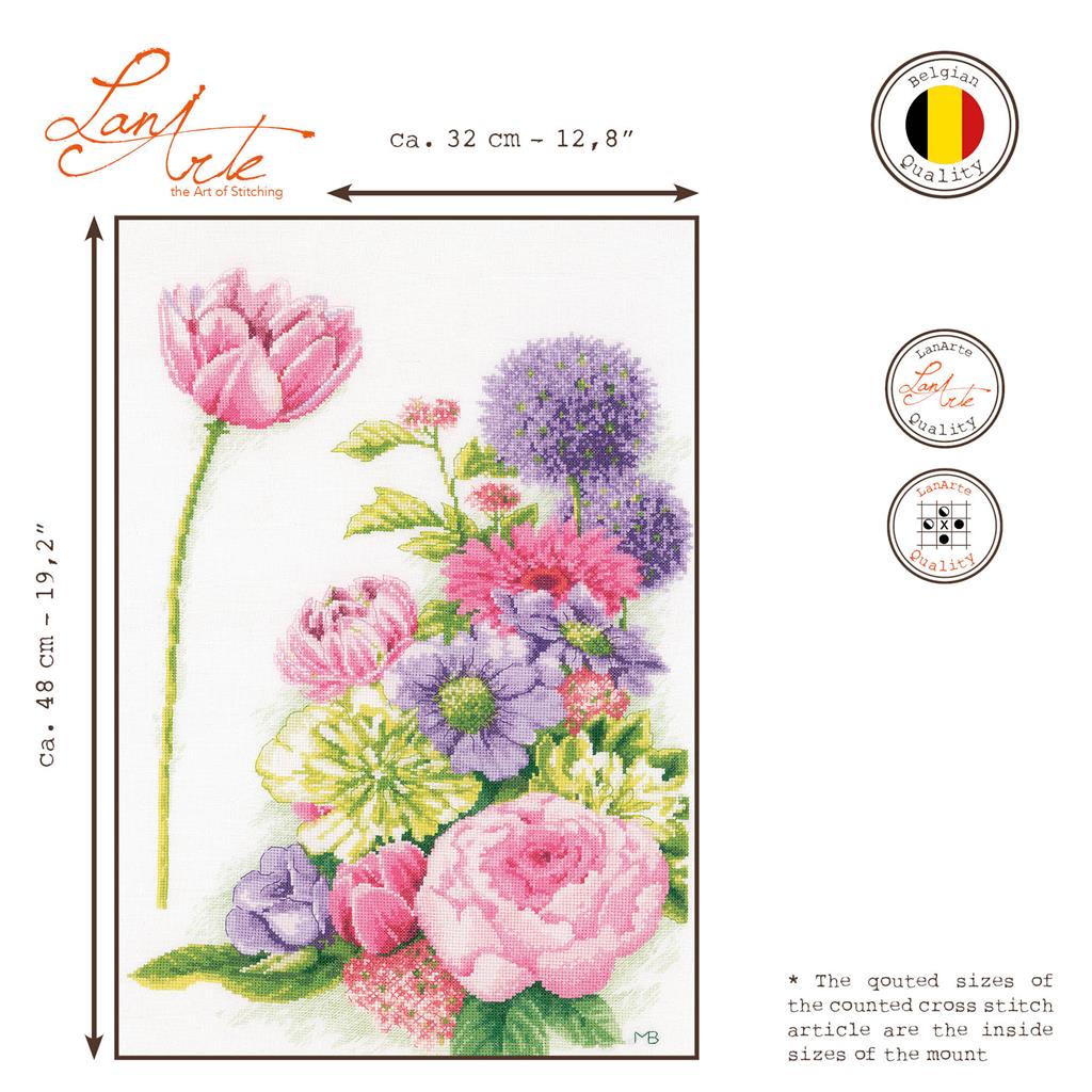 LanArte | Borduurpakket Bloemenpracht | Katoen | 32 x 48 cm