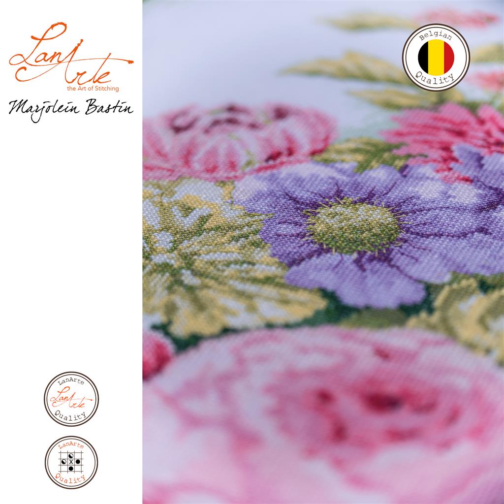LanArte | Borduurpakket Bloemenpracht | Katoen | 32 x 48 cm