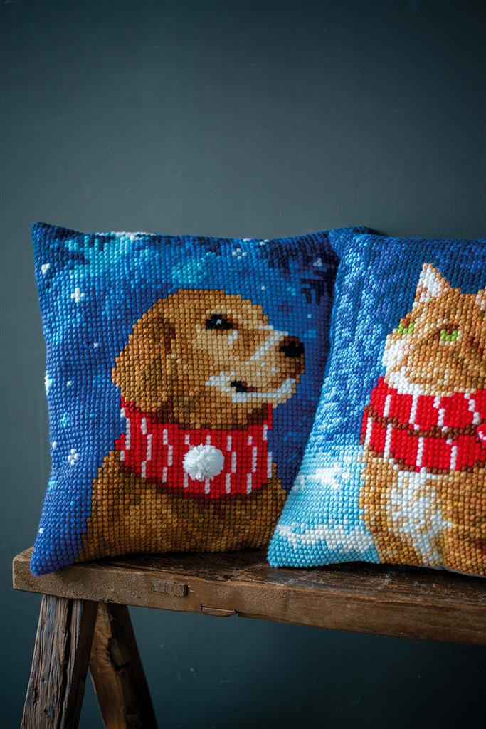 Vervaco | Kruissteekkussen kit Hond met sjaal