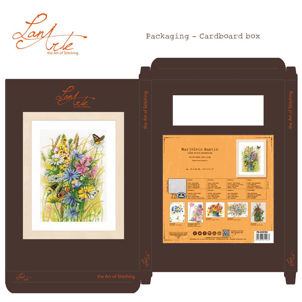 LanArte | Borduurpakket Wilde bloemen en vlinders | Evenweave | 30 x 43 cm