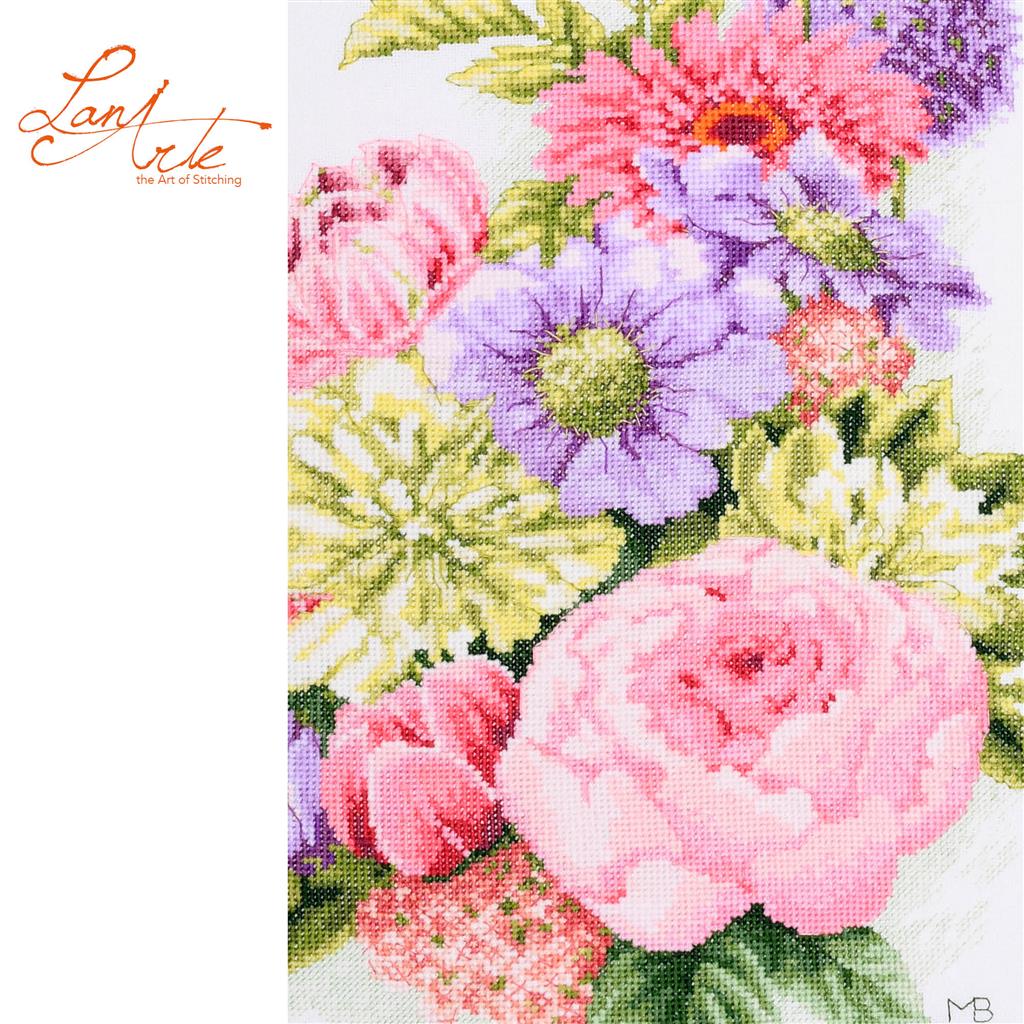 LanArte | Borduurpakket Bloemenpracht | Aida | 32 x 48 cm