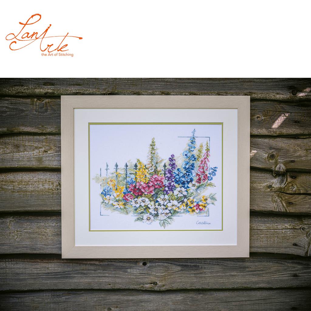 LanArte | Borduurpakket Bloemen explosie | 45 x 40 cm | Aida