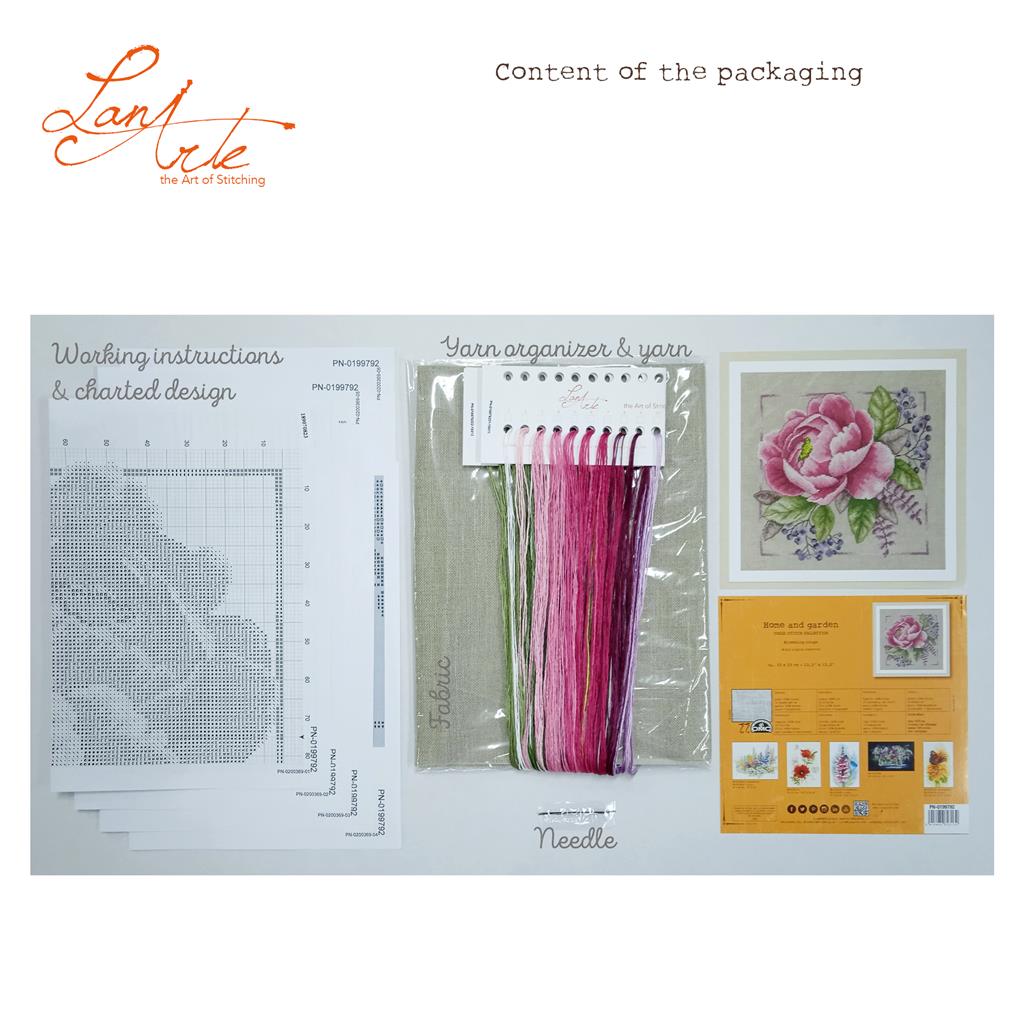 LanArte | Borduurpakket Bloem Roze | 33 x 33 cm