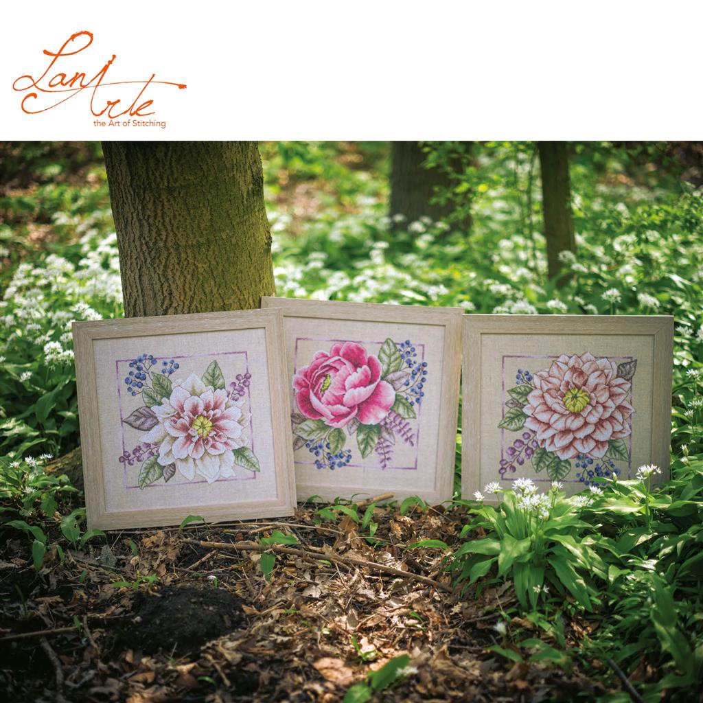 LanArte | Borduurpakket Bloem Roze | 33 x 33 cm