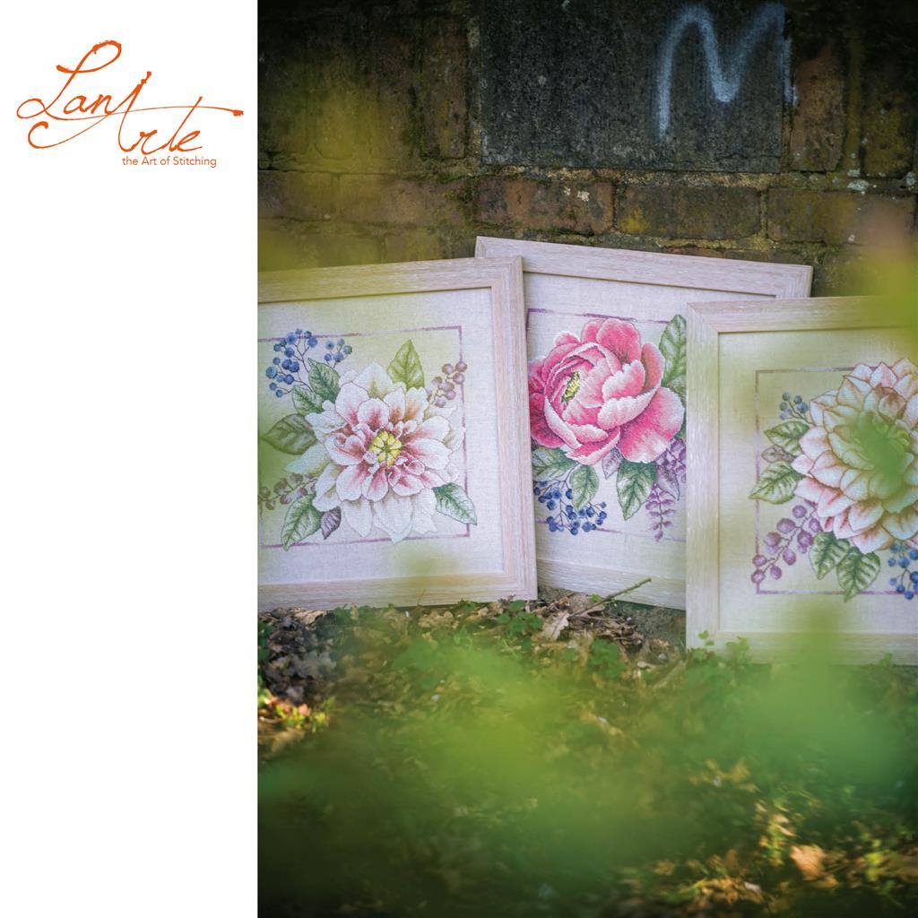 LanArte | Borduurpakket Bloem Roze | 33 x 33 cm