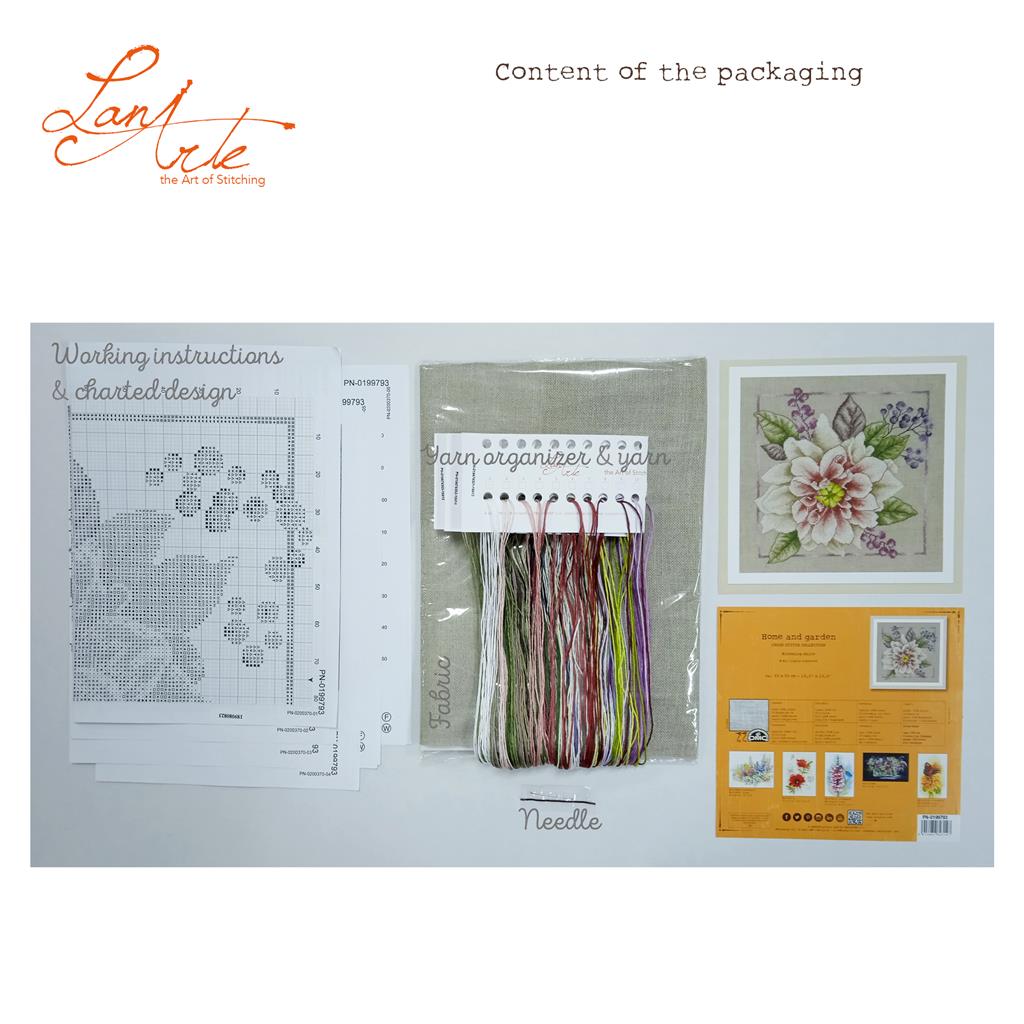 LanArte | Borduurpakket Bloem Wit | 33 x 33 cm