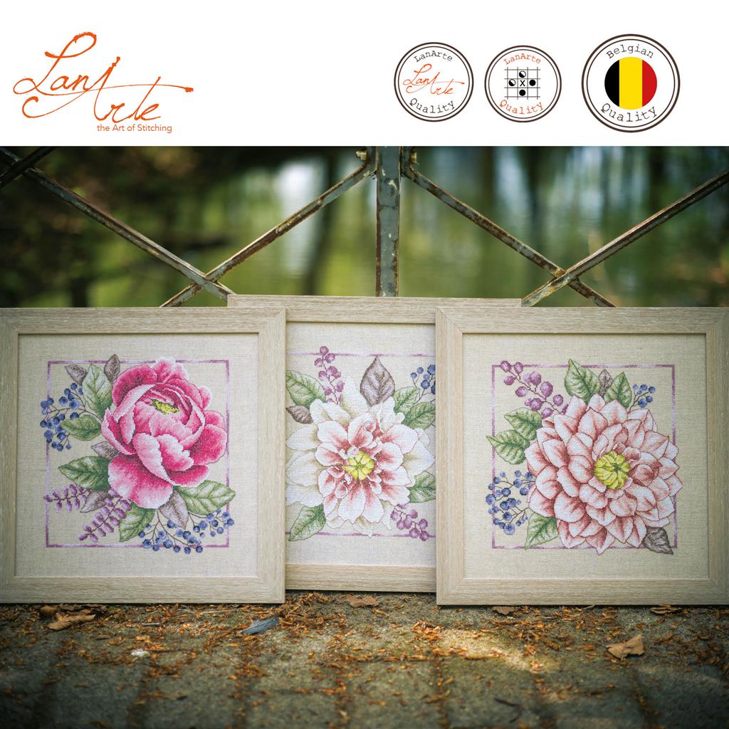 LanArte | Borduurpakket Bloem Wit | 33 x 33 cm