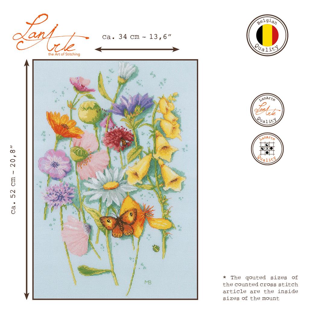 LanArte | Borduurpakket Lentebloemen | 34 x 52 cm
