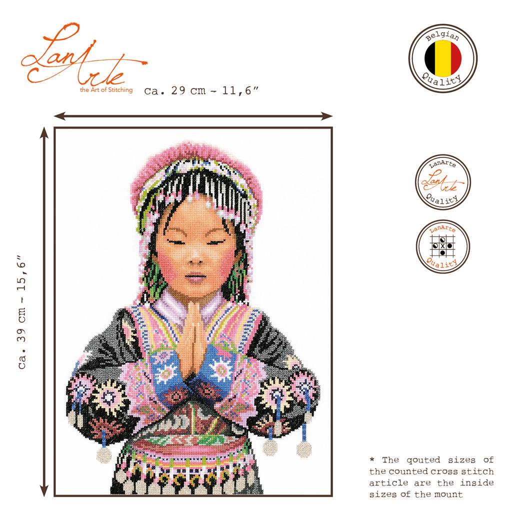 LanArte | Borduurpakket Thaise bergstam meisje | Aida | 29 x 39 cm