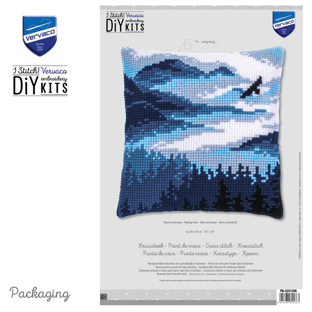 Vervaco | Kruissteekkussen kit Blauw landschap