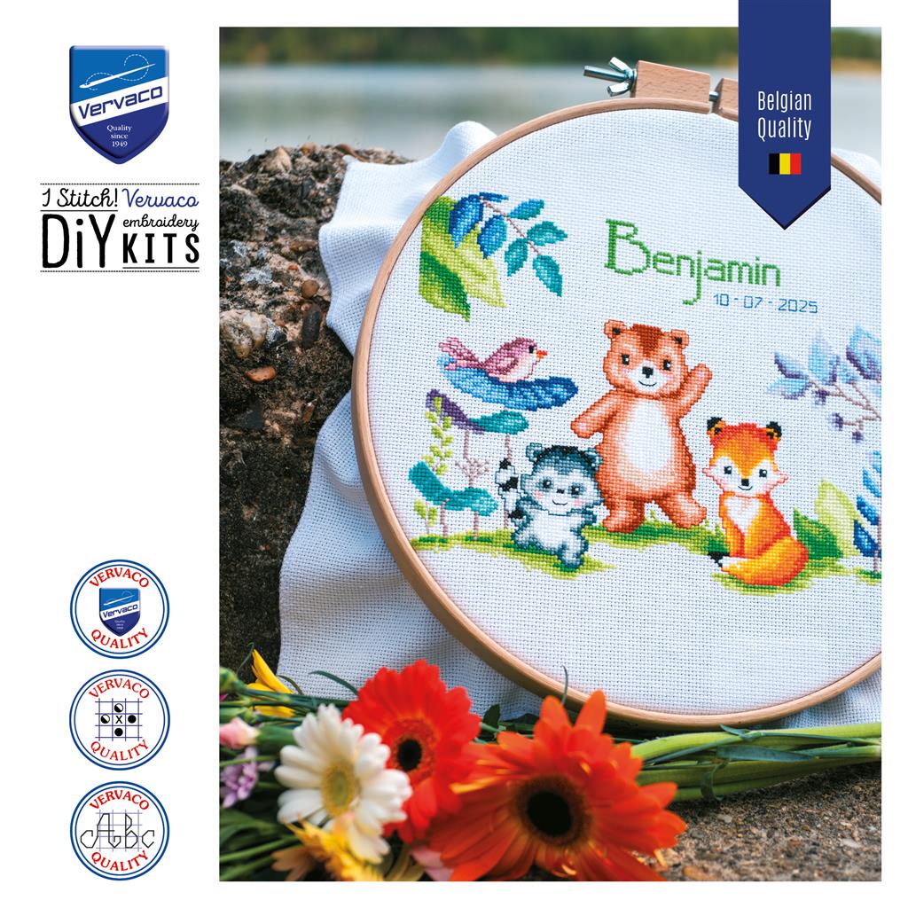 Vervaco | Telpakket kit Diertjes | ca. 27 x 19 cm