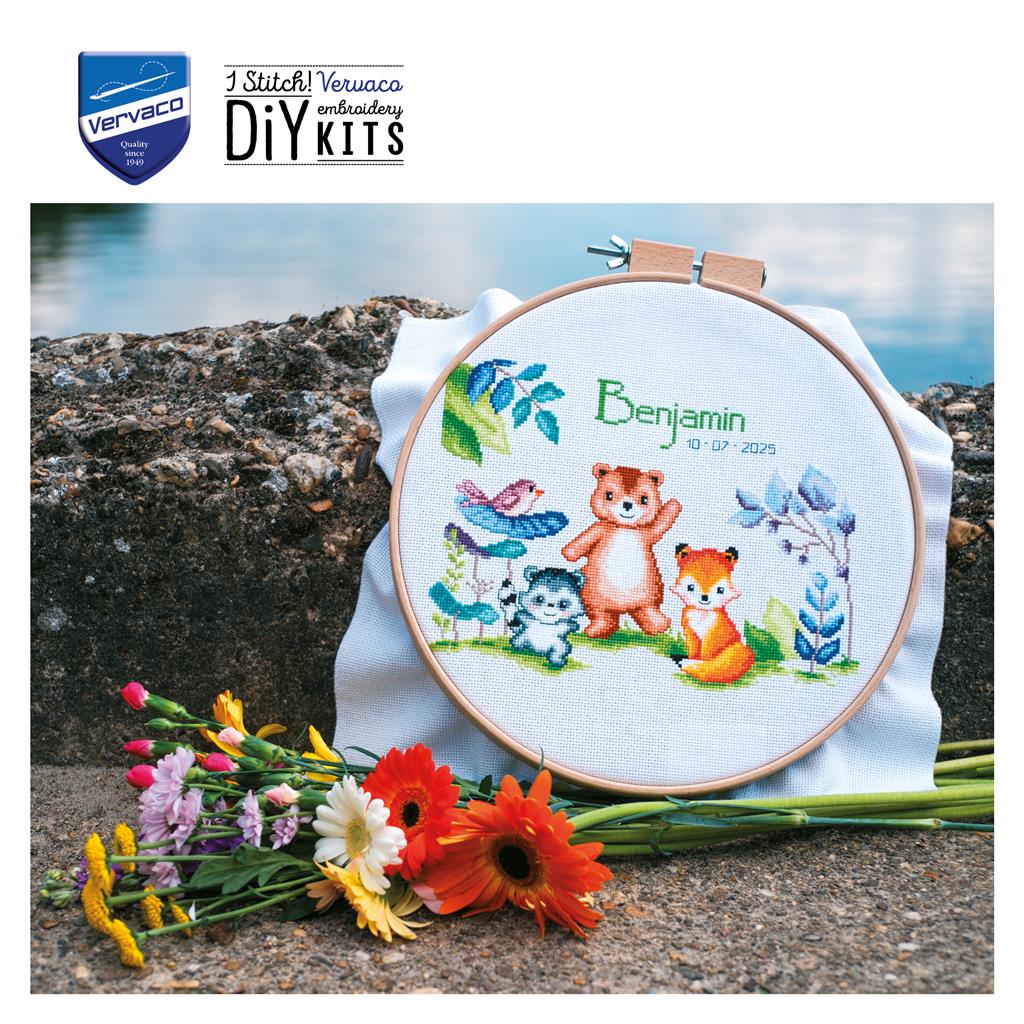 Vervaco | Telpakket kit Diertjes | ca. 27 x 19 cm