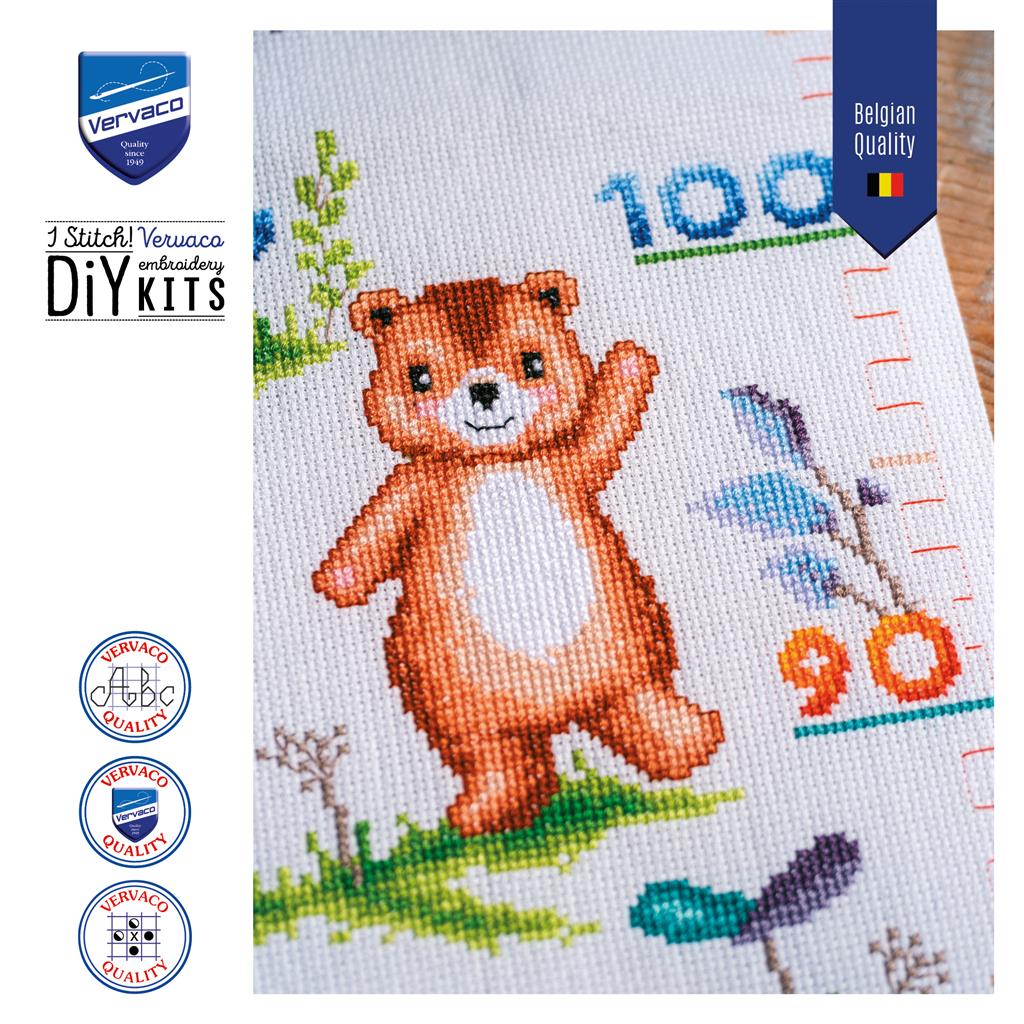 Vervaco | Telpakket kit Diertjes | ca. 18 x 70 cm