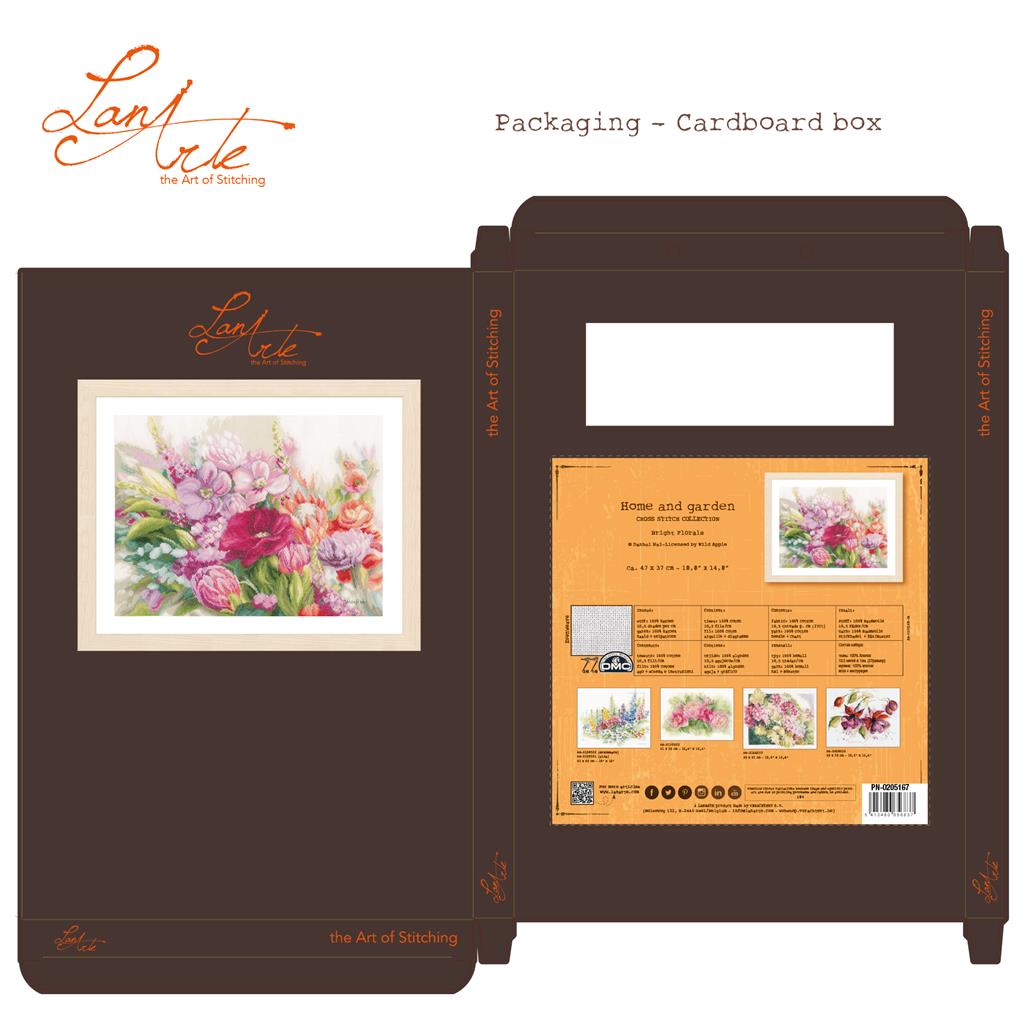 LanArte | Borduurpakket Bright Florals | Katoen | 47 x 37 cm