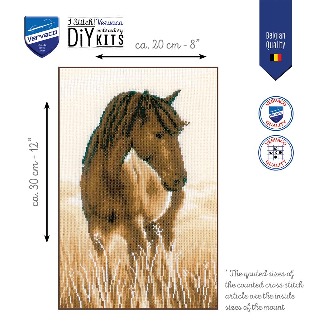 Vervaco | Telpakket kit Paard | ca. 20 x 30 cm