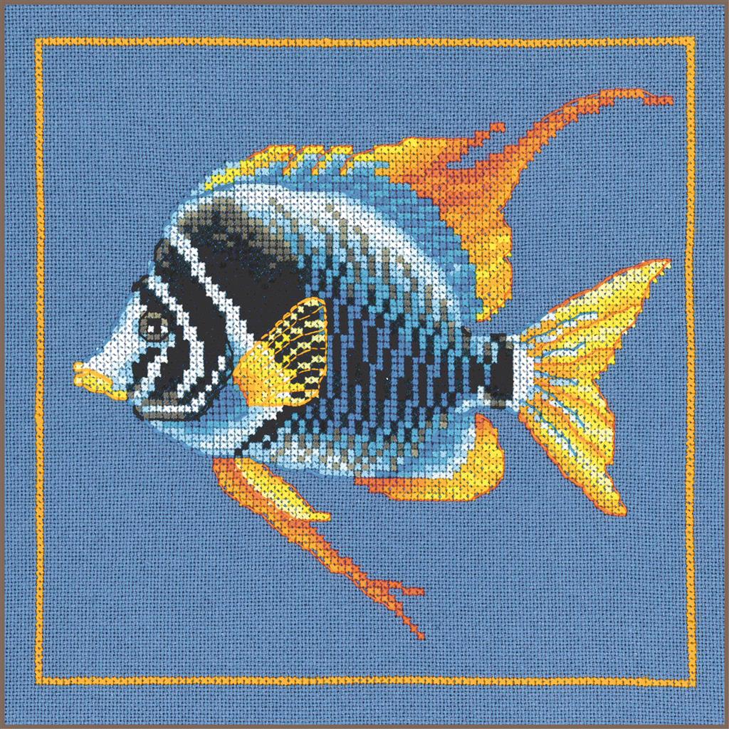 LanArte | Borduurpakket Vuur zebravis | Katoen | 21 x 20 cm